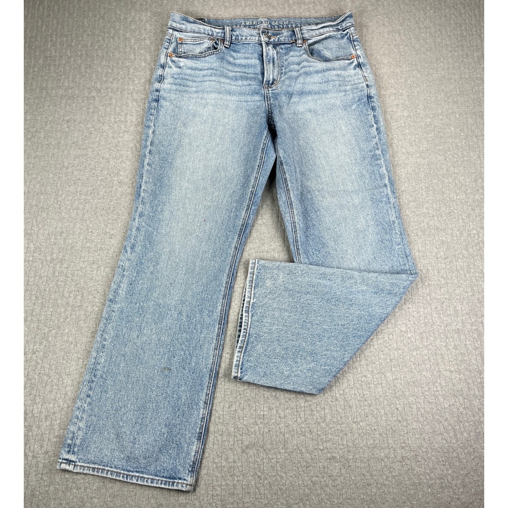 American Eagle 90s Bootcut Jeans Women 14/34X30 Light Wash Blue  High Rise